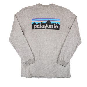 Patagonia Responsibilitee Graphic‎ T-Shirt Mens Medium Gray Back Logo Gorpcore